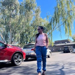 Blue jean joggers / cargo pants with front pockets  - New